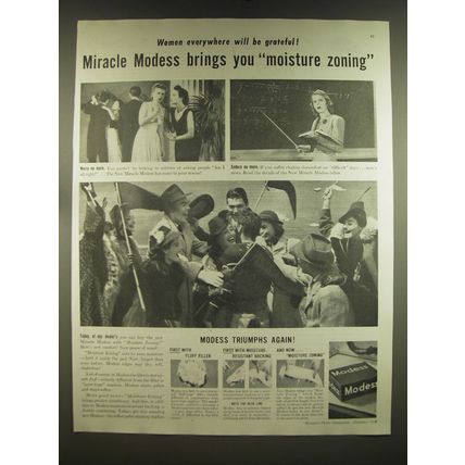 1939 Modess Sanitary Products Ad - Women everywhere will be grateful!