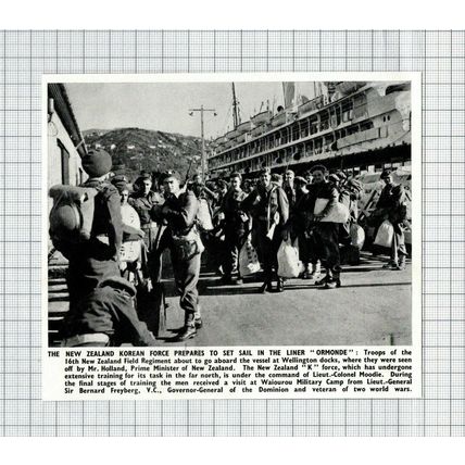 16th New Zealand Field Regiment Ship Ormonde Wellington Docks - 1951 Cutting