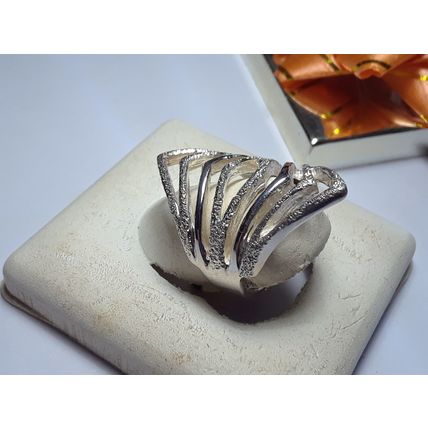 8 bar Open Wide Sparkle & Polished Sterling Silver 925 8.6 gram S-6 Ring #15624