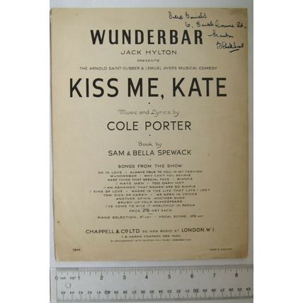 1948 Wunderbar from Kiss Me, Kate by Cole Porter, words & music