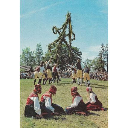 Stockholm Sweden Children Maypole Dancing Postcard