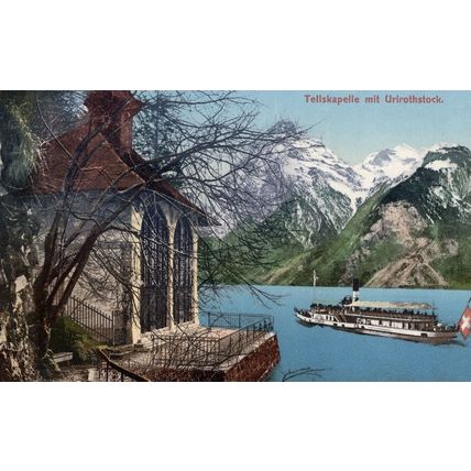 Tellskapelle Mit Urirothstock Switzerland Steamer Ship Old Postcard