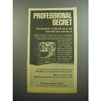 1974 Dokorder 7100 Taperecorder Advertisement - Professional secret