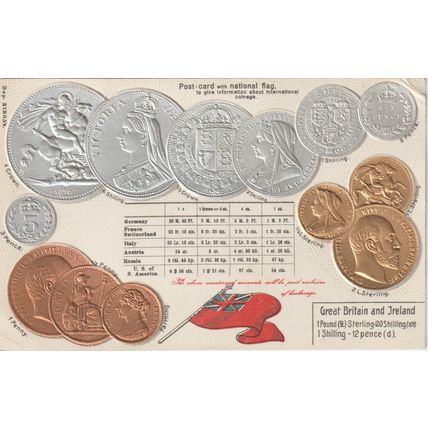 Card Showing Pre-Decimal British Coins Postcard (QMISS0001)