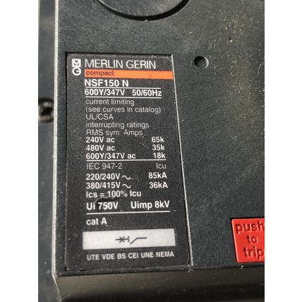 NEW MERLIN GERIN NSF150 N CIRCUIT BREAKER, 150 A, 3-POLE, WITH HANDLE,BS