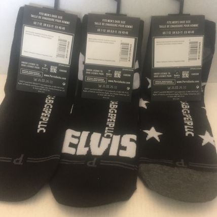 NEW 3 Pairs Elvis Men's Low Cut One Size Black Socks