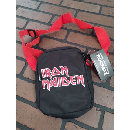 IRON MAIDEN - Distressed Logo Rocksax Crossbody Bag~New~