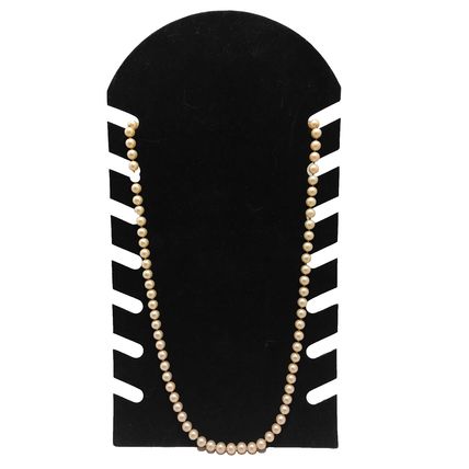 Marvella Champagne 30" Simulated Faux Pearl Signed Knotted Necklace Vintage 50's