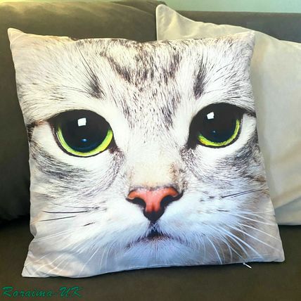 CAT Cushion Animal Cover Printed Pillow CASE Sofa Home Decor 45 x 45cm 18'' UK A