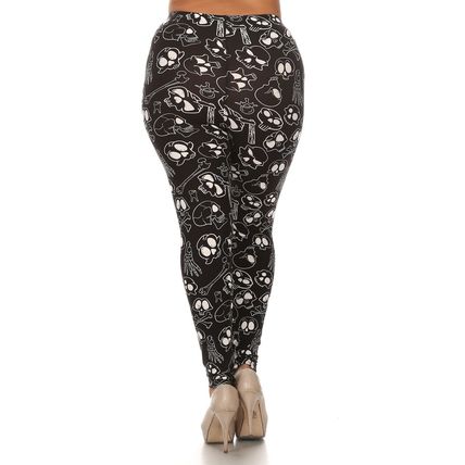 Plus Size Print, Full Length Leggings In A Fitted Style With A Banded High Waist