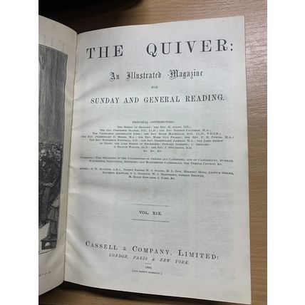 RARE* 1884 "THE QUIVER MAGAZINE" VOL 19 BOUND ISSUES 1.5kg ANTIQUE BOOK (P8)