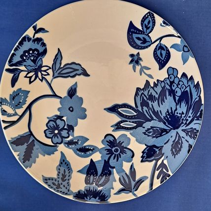 Lot 4 Royal Norfolk BLUE FLORALSalad/Dessert PLATES 10 1/2" Flowers Stoneware