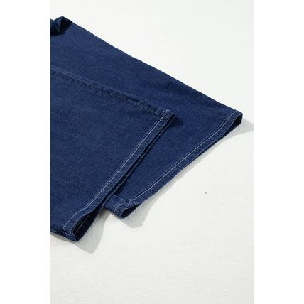 Real Teal Plus Size Drawstring High Waist Wide Leg Casual Jeans
