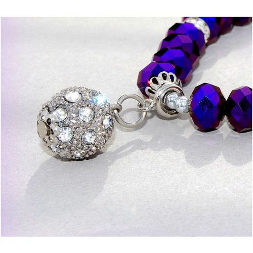 Faceted Purple & Clear Crystals Roundels Charm Bracelet Bangle Jewellery 1563