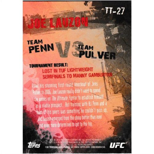 2010 Topps UFC Main Event The Ultimate Fighter - #TT-27 - Joe Lauzon