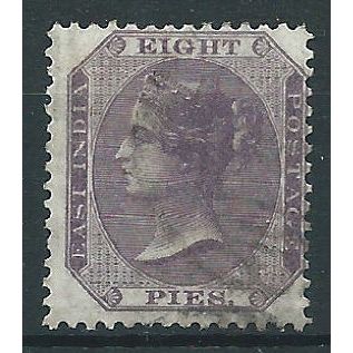 India 1860 SG53 8 pies Mauve Very Fine Used . . ..