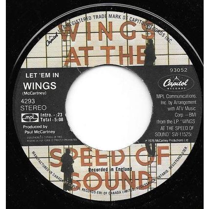 Wings - Capitol Records, MPL # 93052, 4293 - 7 pouces, 45 tours