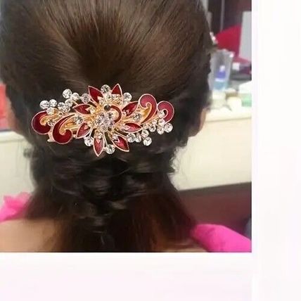 Bohemian Style Rhinestone Decor Hair Clip Minimalist Elegant French Barrette