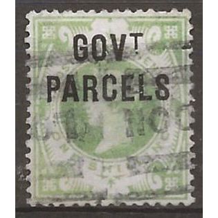 1890 O68 1/- Dull Green Govt Parcel Official Good+ Used . .
