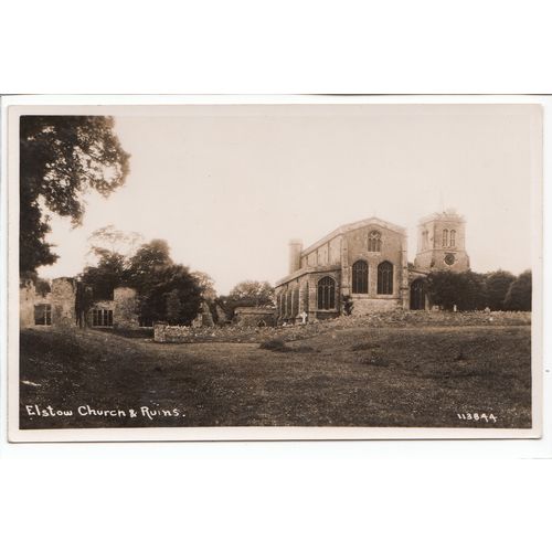 Elstow Church and Ruins Bedfordshire RP Postcard 113844