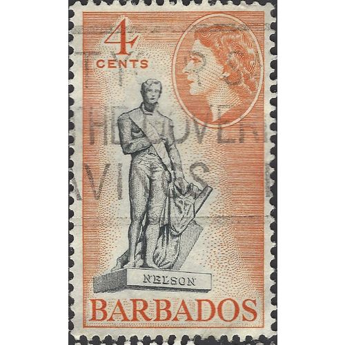 BARBADOS, Elizabeth II, Nelson's Column, orange 1954, 4c, #3