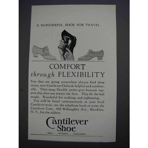 1927 Cantilever Oxford Shoe Ad - Comfort Flexibility