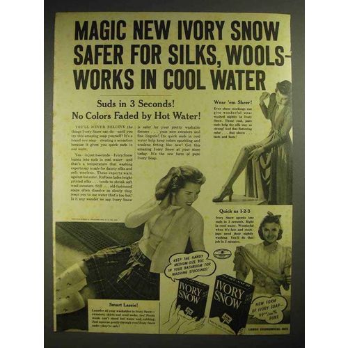 1940 Ivory Snow Detergent Ad - Safer for Silks, Wools