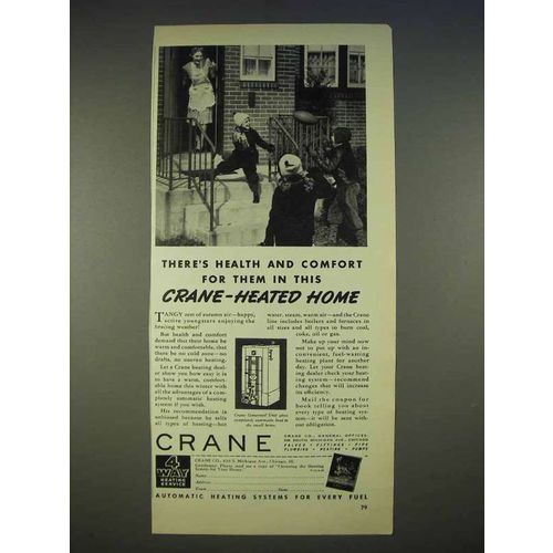 1940 Crane Heating Ad - There's Health and Comfort