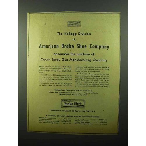 1943 American Brake Shoe Company Ad - Kellogg Division