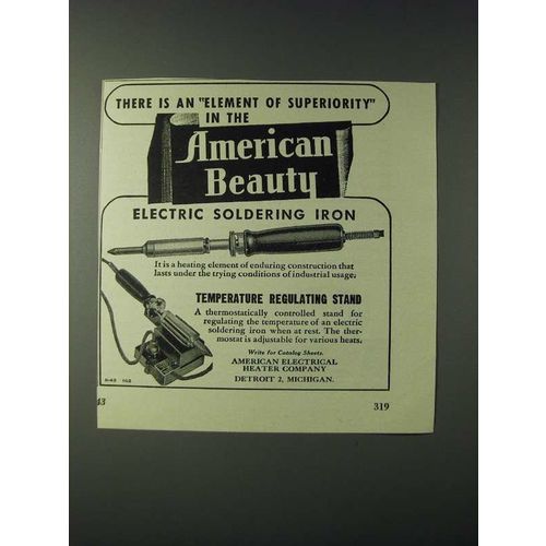 1943 American Electrical Heater Co. Ad - American Beauty Electric Soldering Iron