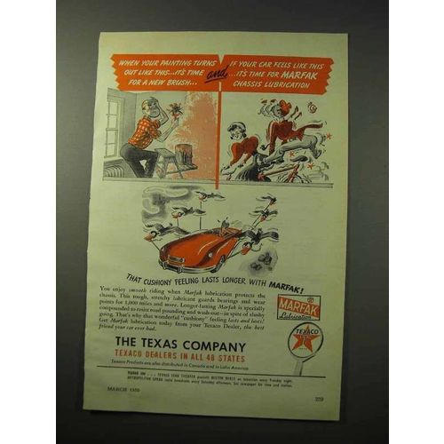 1950 Texaco Marfak Lubrication Ad - Car Feels Like This
