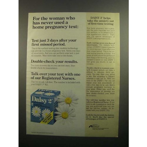 1984 Daisy 2 Pregnancy Test Kit Ad - For the Woman