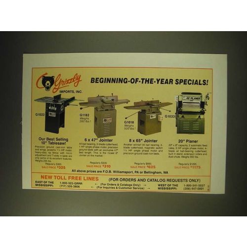 1989 Grizzly Imports, Inc. Ad - Beginning-of-the-years specials!