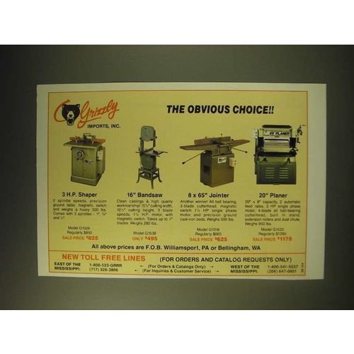 1989 Grizzly imports, Inc. Ad - The obvious choice!!