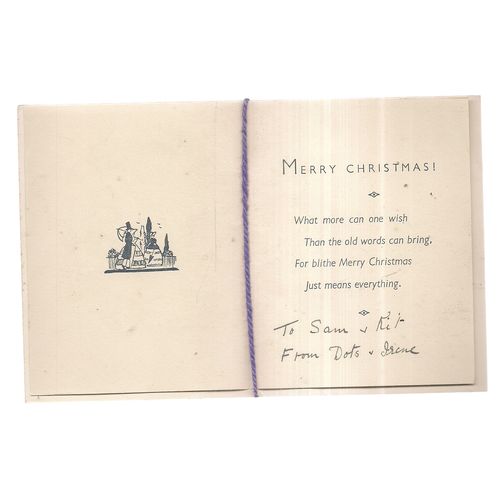 A MERRY CHRISTMAS .used vintage Christmas card. string 14.5 x 3.5 inches =