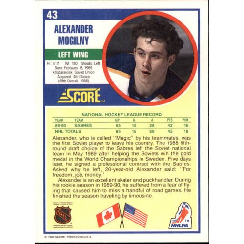 1990-91 Score Alexander Mogilny RC #43