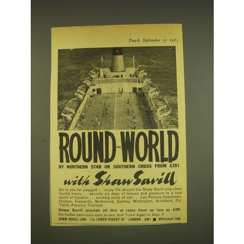 1963 Shaw Savill Line Ad - Round the world by northern star or southern cross