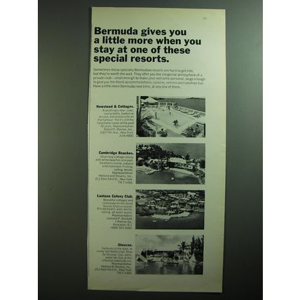 1970 Bermuda Resorts Ad - Bermuda gives you a little more when you stay