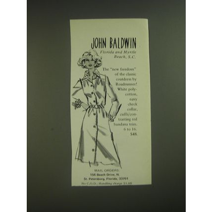 1974 John Baldwin Roadrunner Coatdress Advertisement