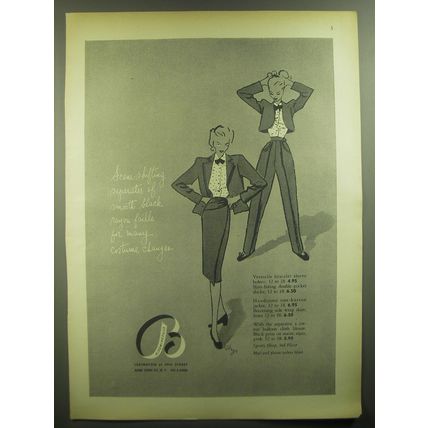 1946 Bloomingdale's Bolero, Slacks, Jacket and Skirt Ad - Scene-shifting