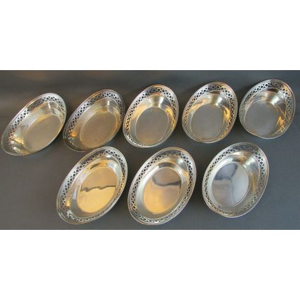 RARE 1800's Watson Sterling Silver Finger salts or nut 8 Dish set #9134 (4.7oz)