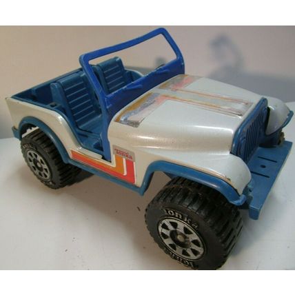 RARE 1970'S TONKA JEEP 4x4 MR-970 White & Blue PRESSED STEEL TOY TRUCK