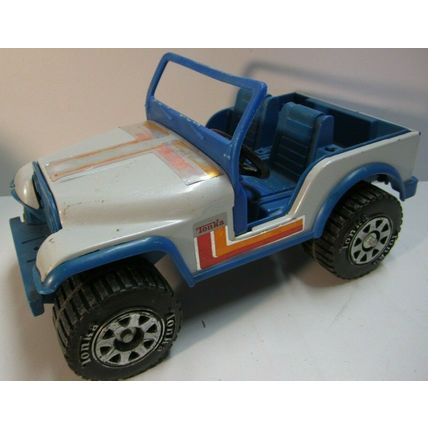 RARE 1970'S TONKA JEEP 4x4 MR-970 White & Blue PRESSED STEEL TOY TRUCK