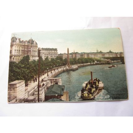 THAMES EMBANKMENT, LONDON used antique postcard by Hartmann 1906? pm =