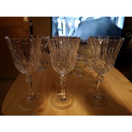 Set 3 Cut Glass Wine Glasses
