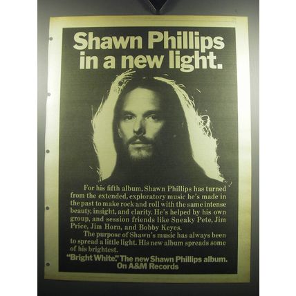 1974 Shawn Phillips Bright White Album Ad - Shawn Phillips in a new Light