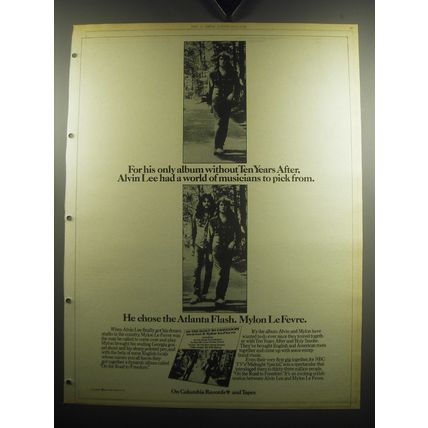 1974 Alvin Lee & Mylon LeFevre Album On the road to Freedom Advertisement