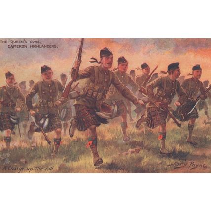 Cameron Highlanders Charge Up The Hill Harry Payne Tucks Postcard