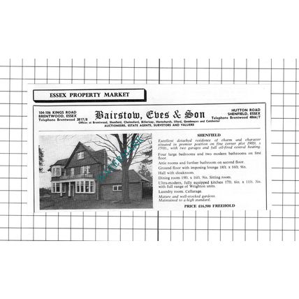 Shenfield Essex House Sale Advert - 1965 Clipping
