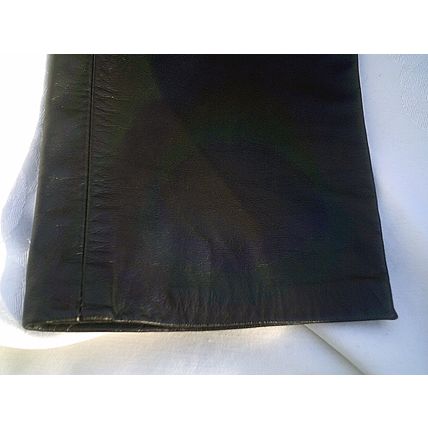 Leather pants black front pleat side pockets size 7/8 vintage 1980's